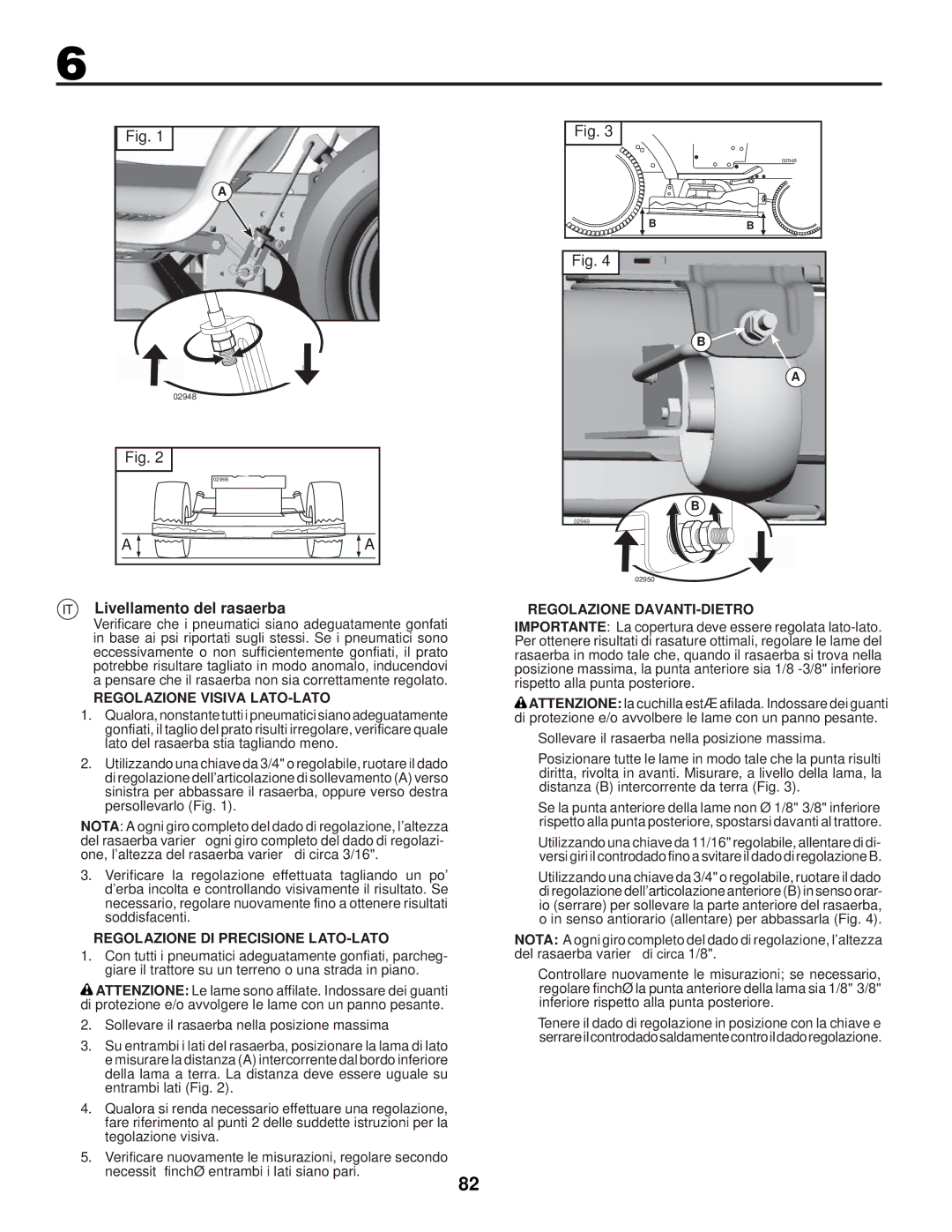 Husqvarna CTH126 Livellamento del rasaerba, Regolazione Visiva LATO-LATO, Regolazione DI Precisione LATO-LATO 