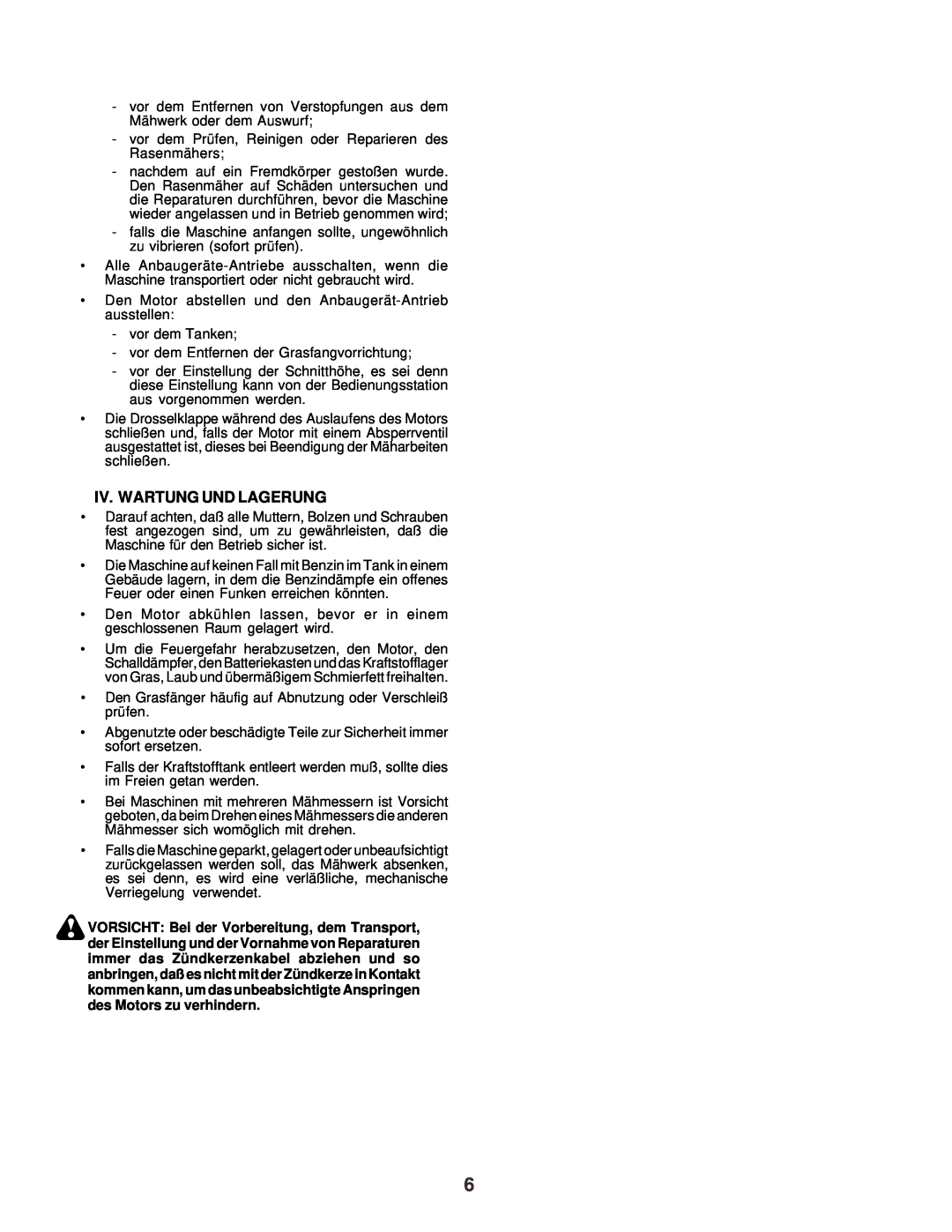 Husqvarna CTH130 instruction manual Iv. Wartung Und Lagerung 