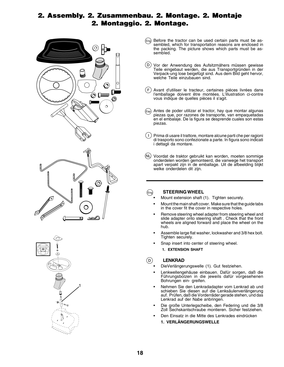 Husqvarna CTH135 instruction manual Steering Wheel, Lenkrad 