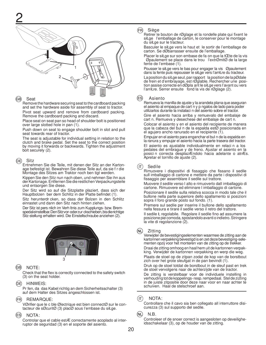 Husqvarna CTH140TWIN instruction manual Hinweis, Remarque, Nota 