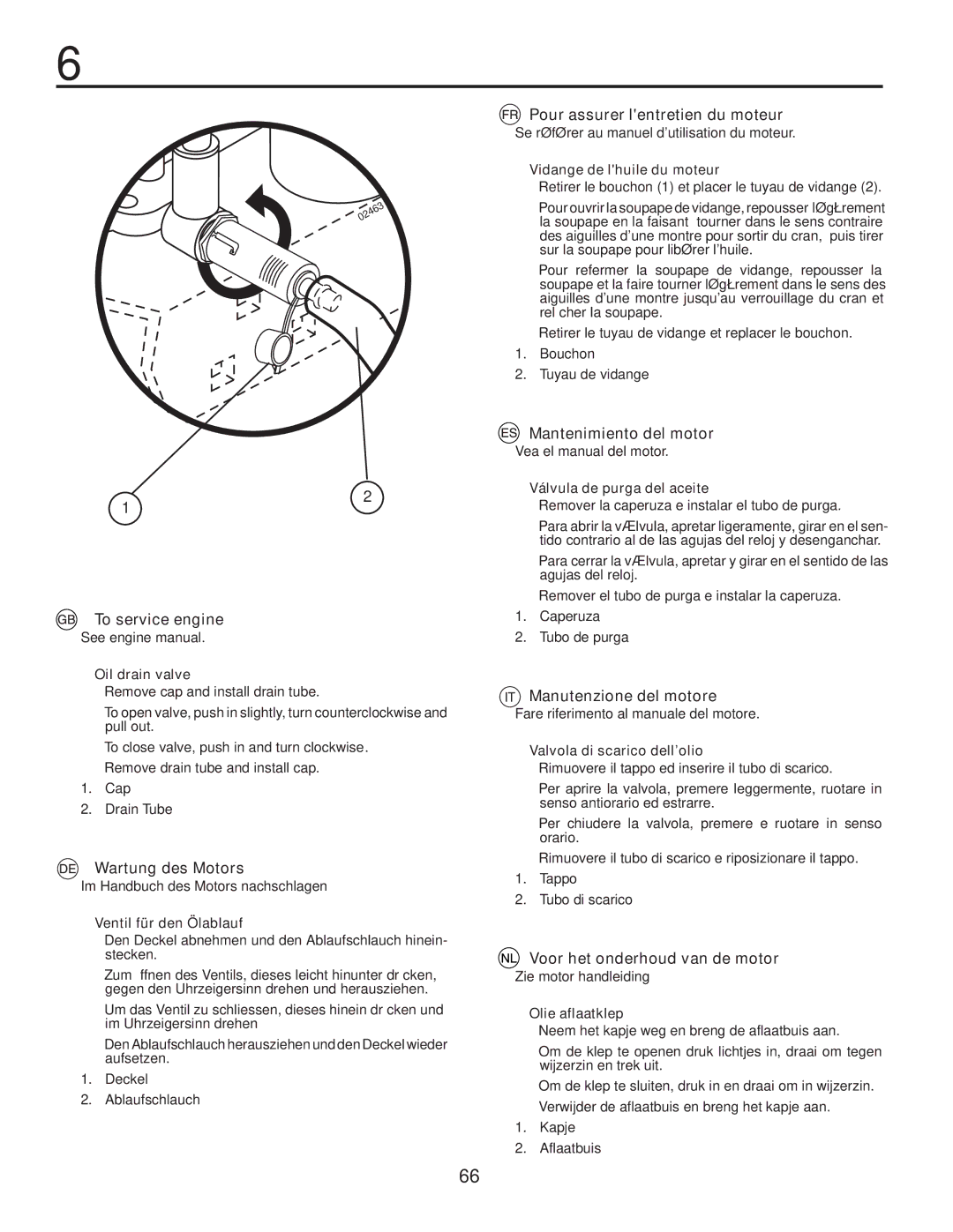 Husqvarna CTH140TWIN To service engine, Wartung des Motors, Pour assurer lentretien du moteur, Mantenimiento del motor 