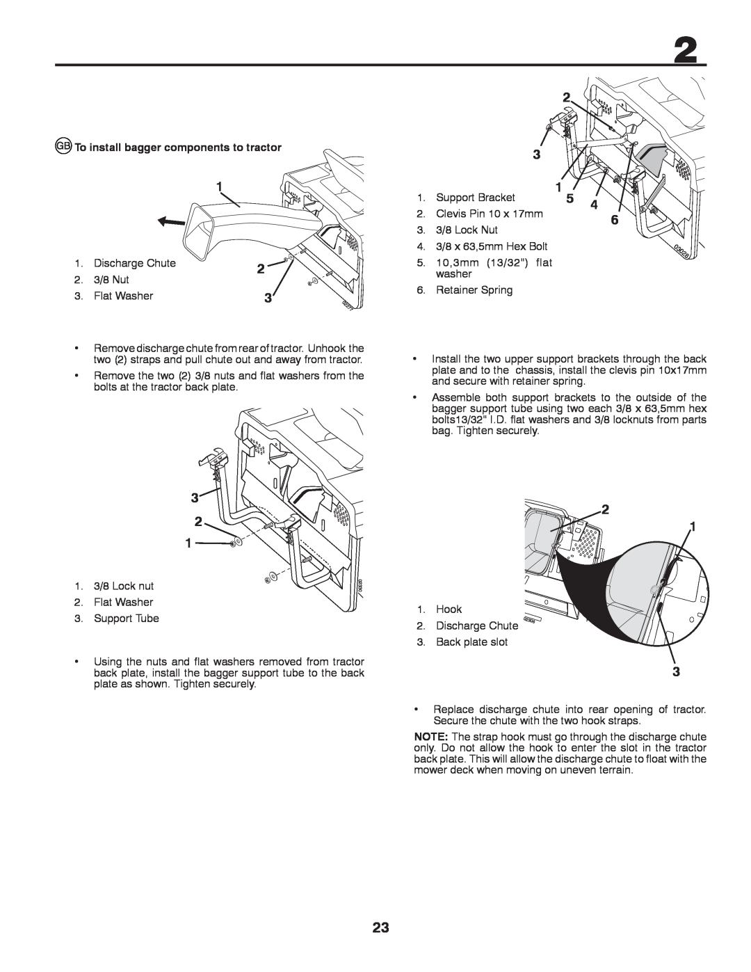 Husqvarna CTH140TWIN instruction manual To install bagger components to tractor 