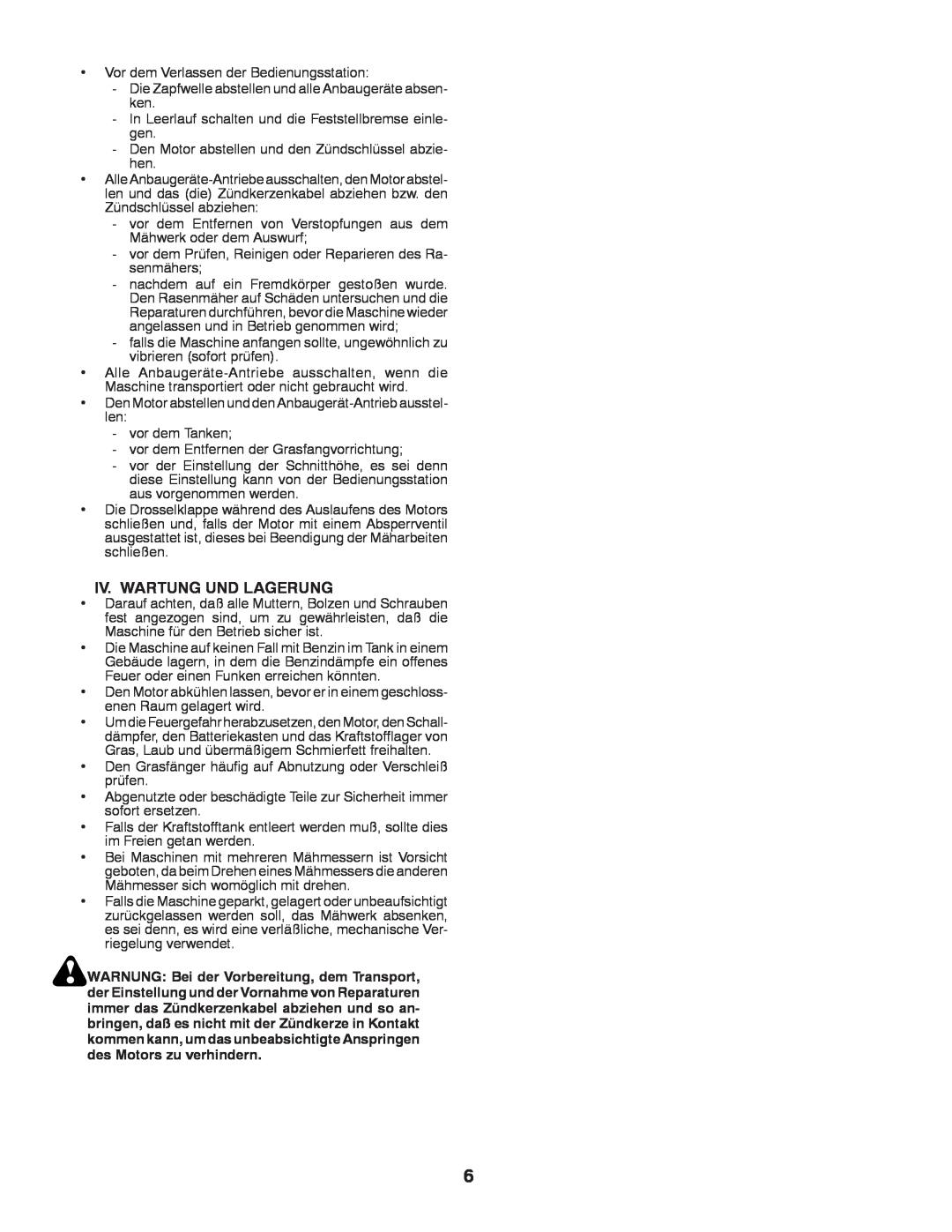Husqvarna CTH140TWIN instruction manual Iv. Wartung Und Lagerung 