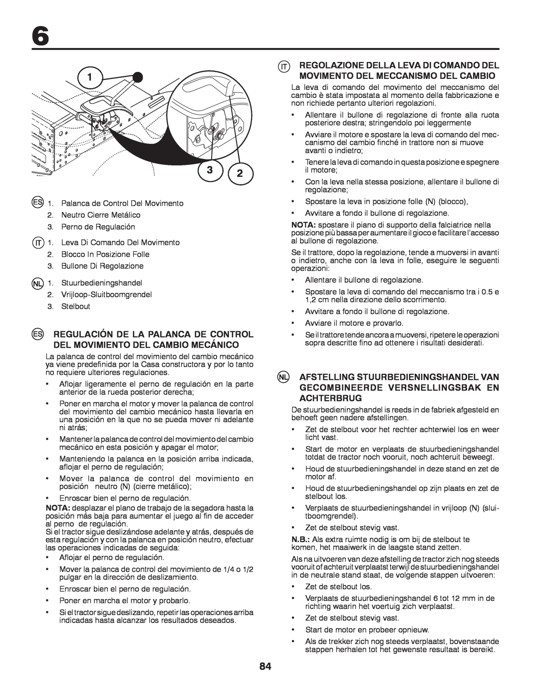 Husqvarna CTH140TWIN instruction manual Palanca de Control Del Movimento 