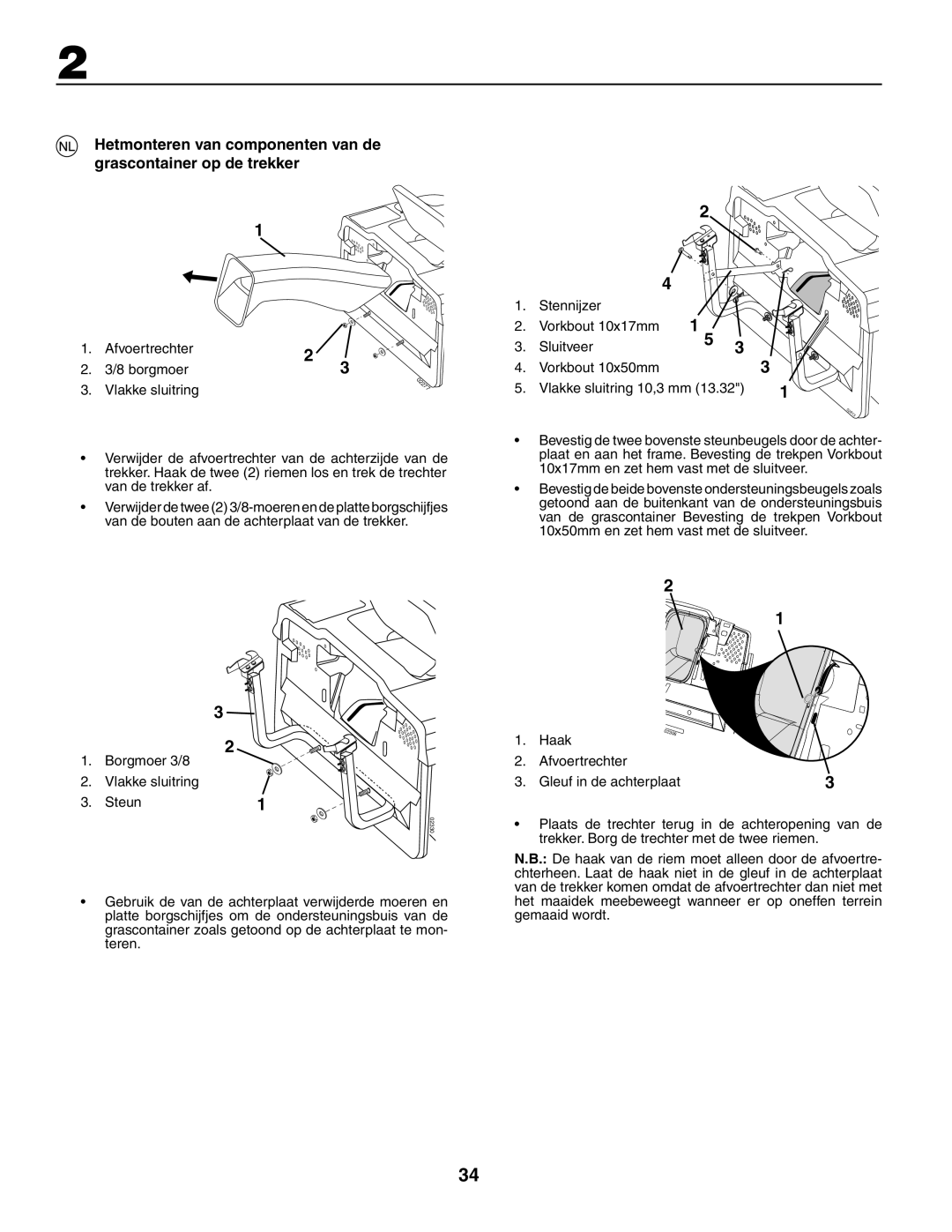 Husqvarna CTH150 XP Afvoertrechter Borgmoer Vlakke sluitring, Borgmoer 3/8 Vlakke sluitring Steun, Sluitveer, Haak 