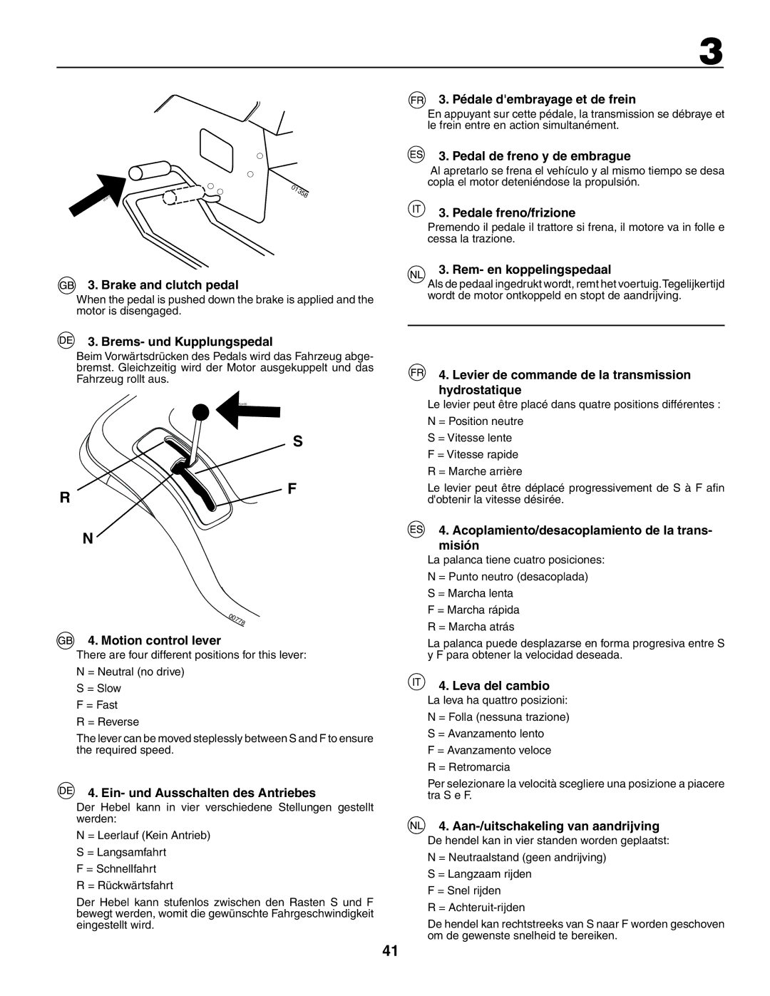 Husqvarna CTH210xp Brake and clutch pedal, Brems- und Kupplungspedal, Pédale dembrayage et de frein, Pedale freno/frizione 