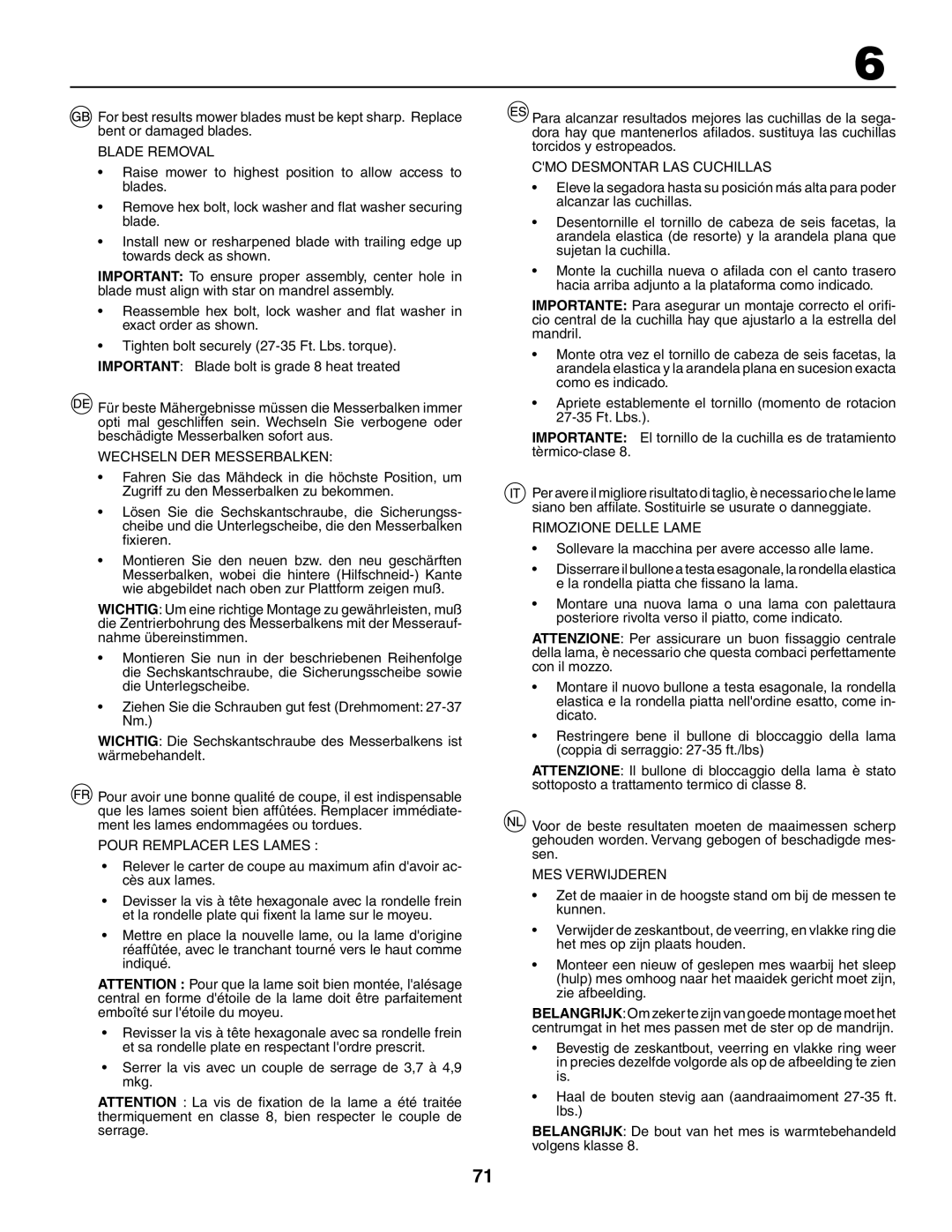 Husqvarna CTH210xp, CTH150 XP instruction manual Blade Removal 