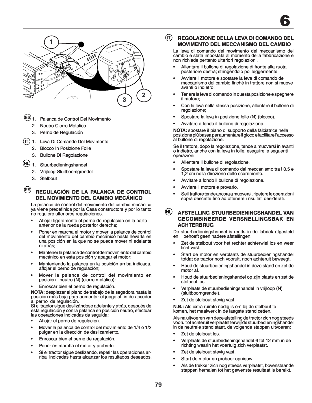 Husqvarna CTH210xp, CTH150 XP instruction manual Regulación De La Palanca De Control Del Movimiento Del Cambio Mecánico 