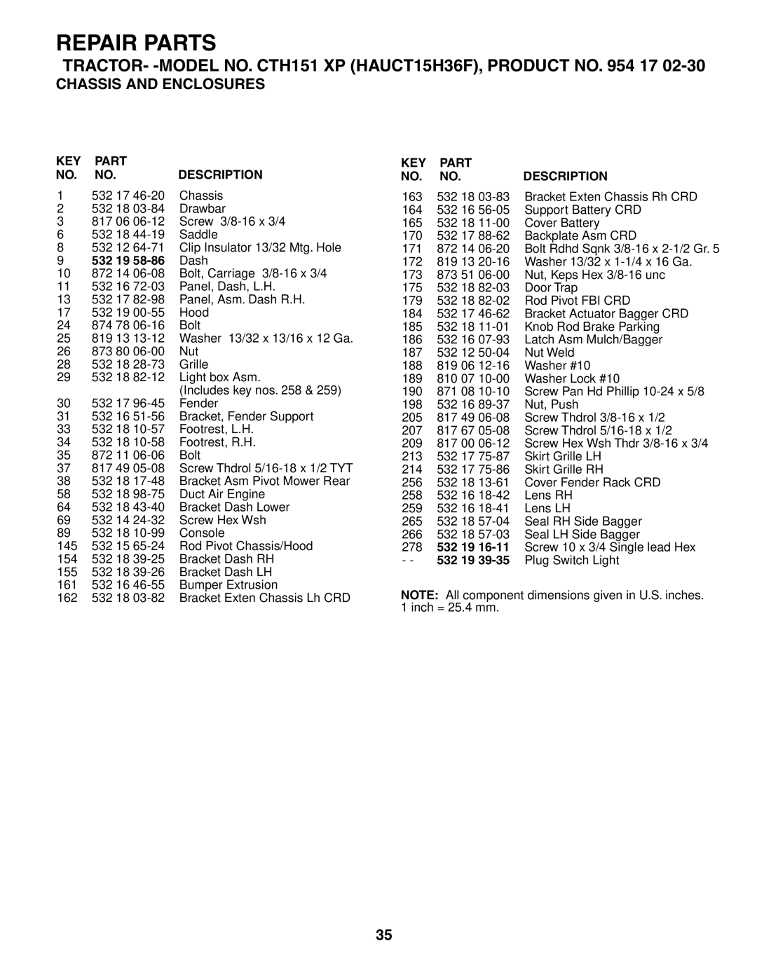 Husqvarna CTH151 XP owner manual 532 19 