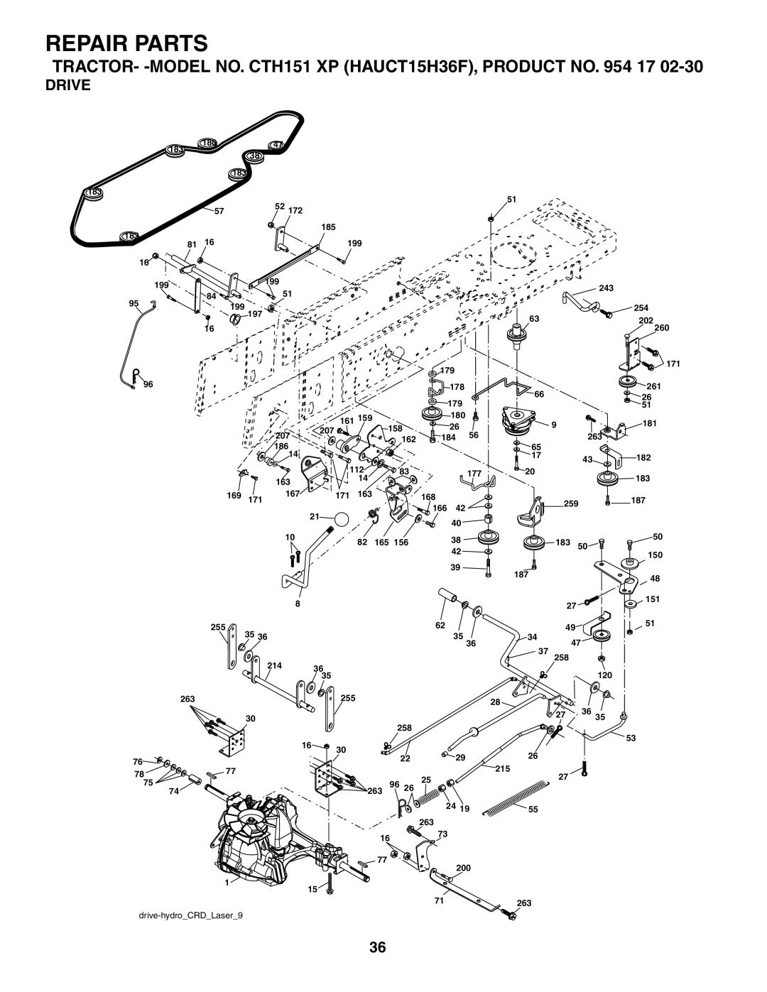 Husqvarna CTH151 XP owner manual Drive 