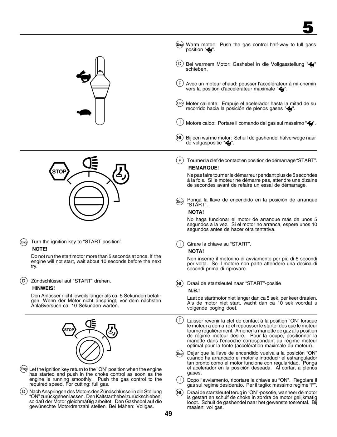 Husqvarna CTH155 instruction manual Remarque 