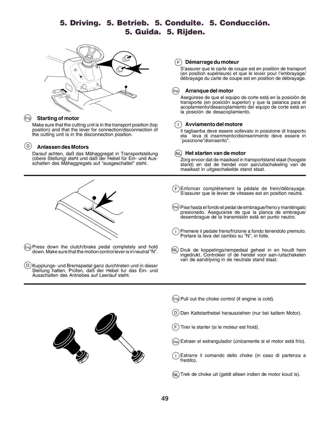 Husqvarna CTH160II instruction manual Driving . Betrieb . Conduite . Conducción Guida . Rijden 