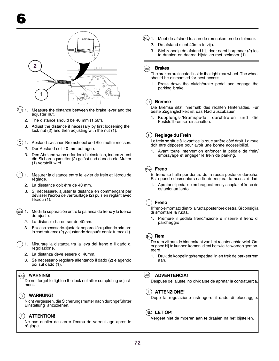 Husqvarna CTH160II instruction manual Warnung, Attenzione 