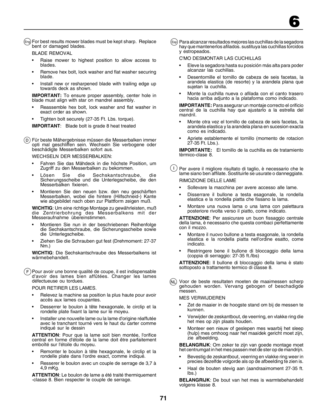 Husqvarna CTH170 instruction manual Blade Removal 