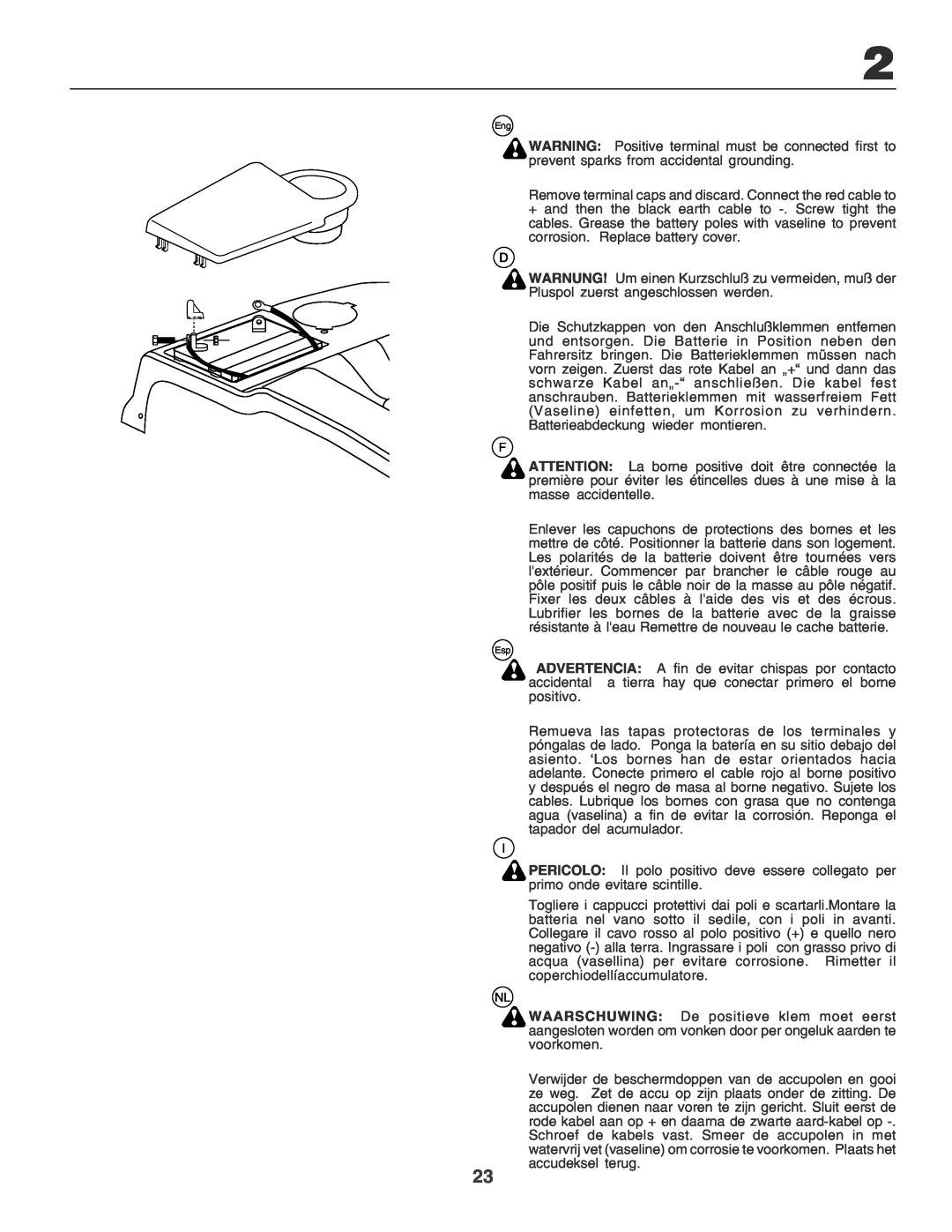 Husqvarna CTH170 instruction manual Remove terminal caps and discard. Connect the red cable to 
