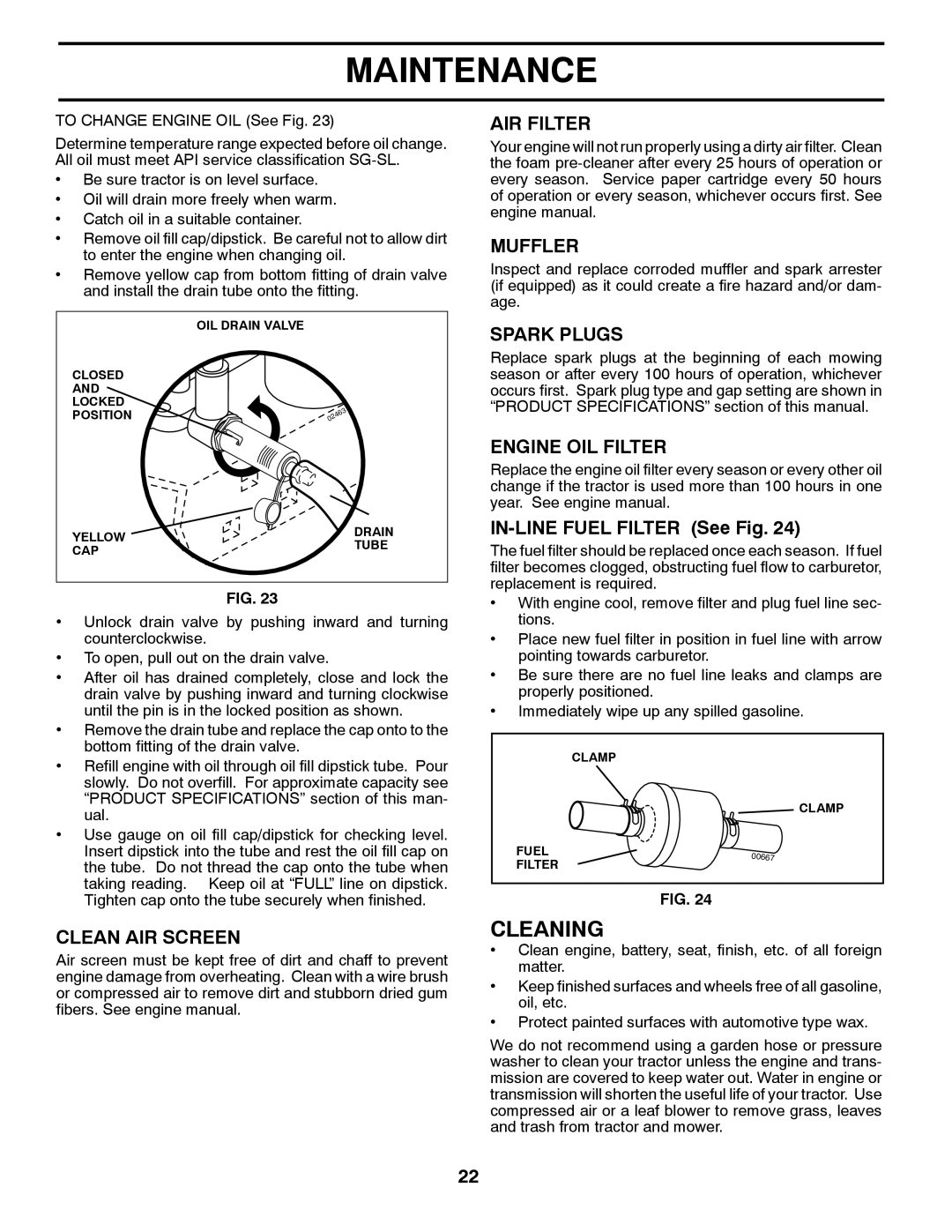 Husqvarna CTH1736 owner manual Cleaning 