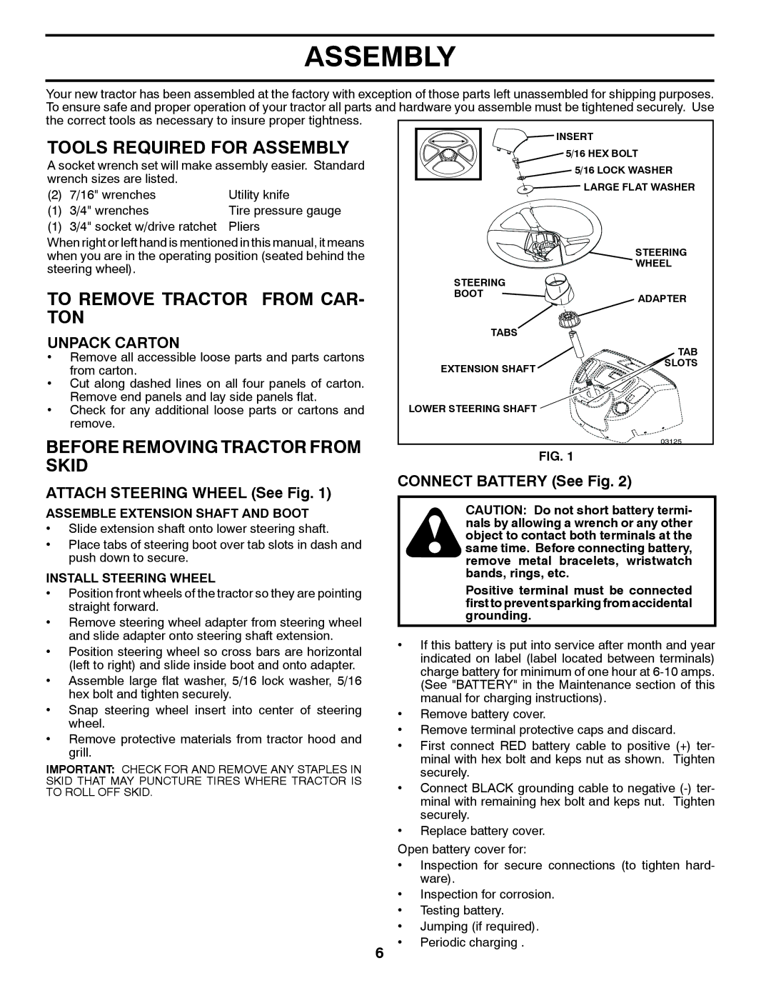 Husqvarna CTH1736 owner manual Assembly 