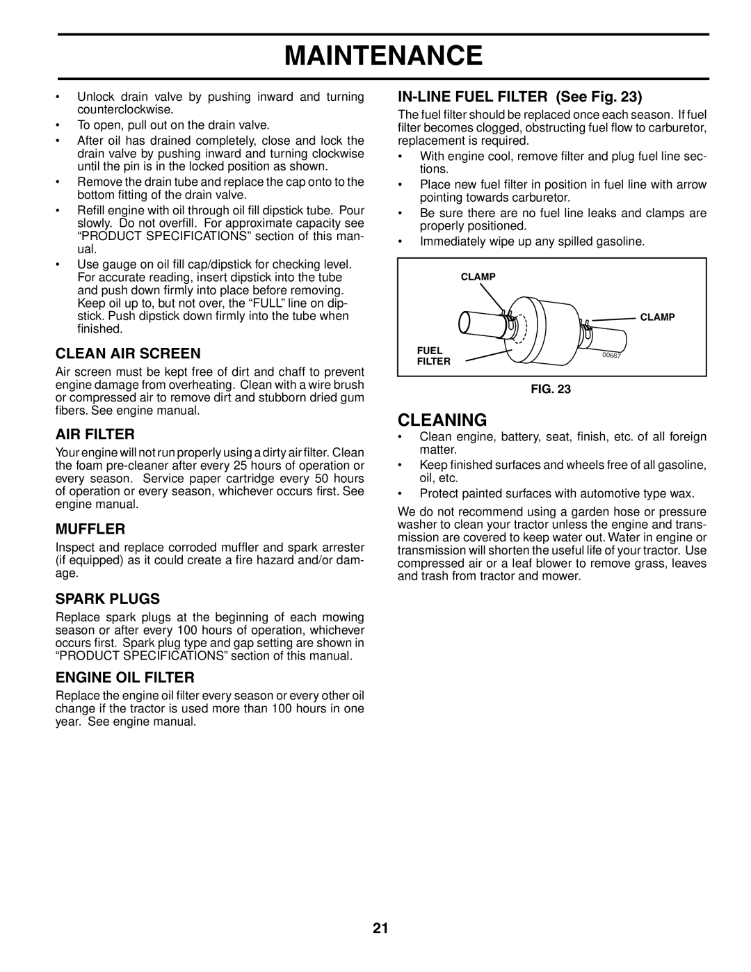 Husqvarna CTH180 XP 02764 owner manual Cleaning 