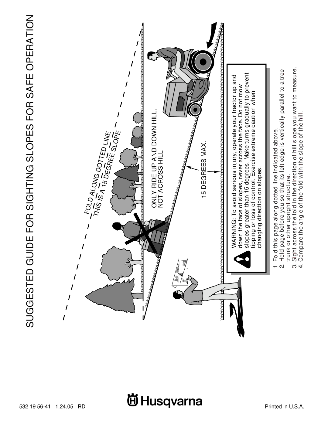 Husqvarna CTH180 XP 02764 owner manual Suggested Guide for Sighting Slopes for Safe Operation 