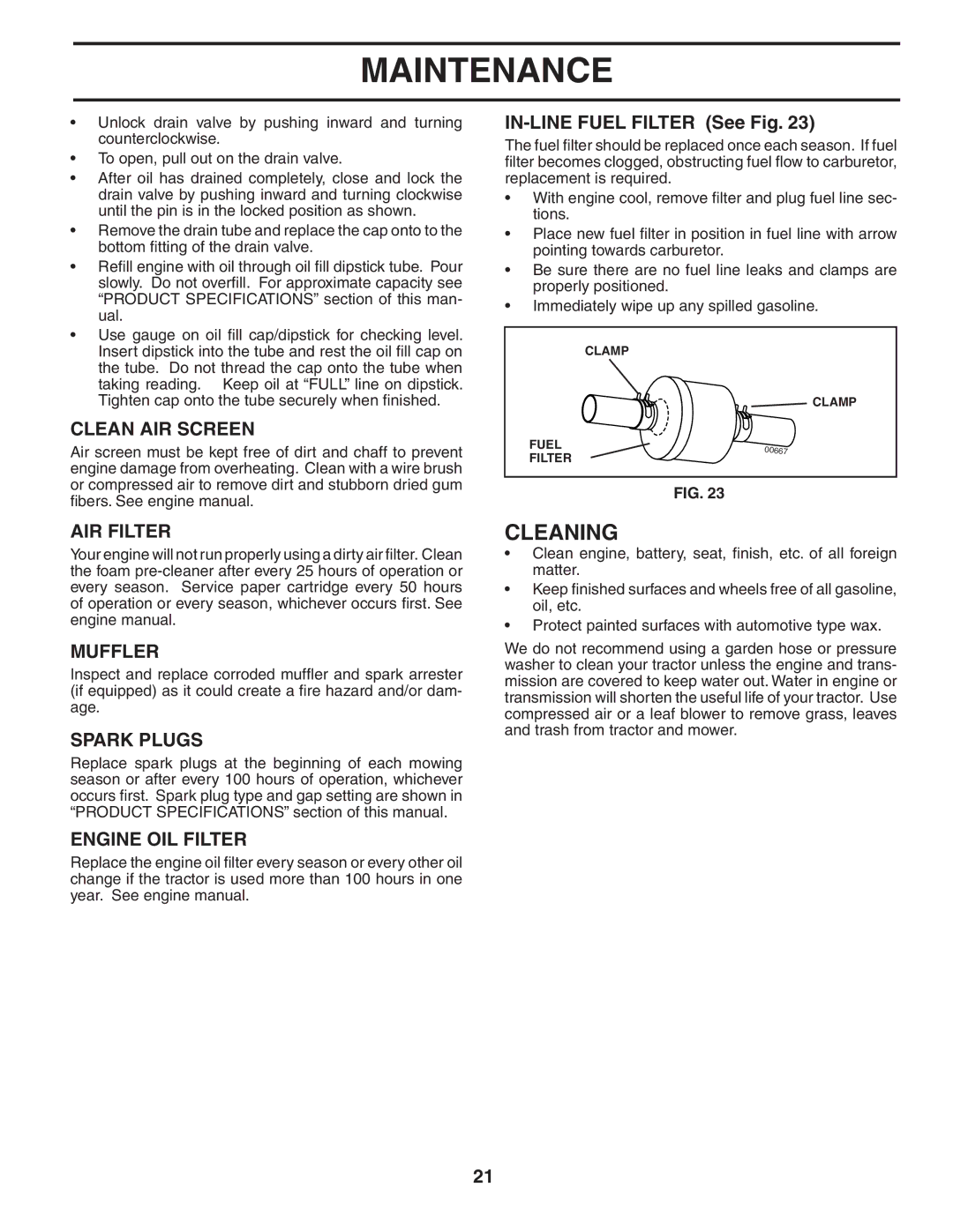 Husqvarna CTH180 XP owner manual Cleaning 