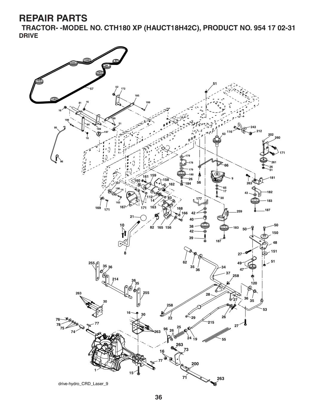 Husqvarna CTH180 XP owner manual Drive 