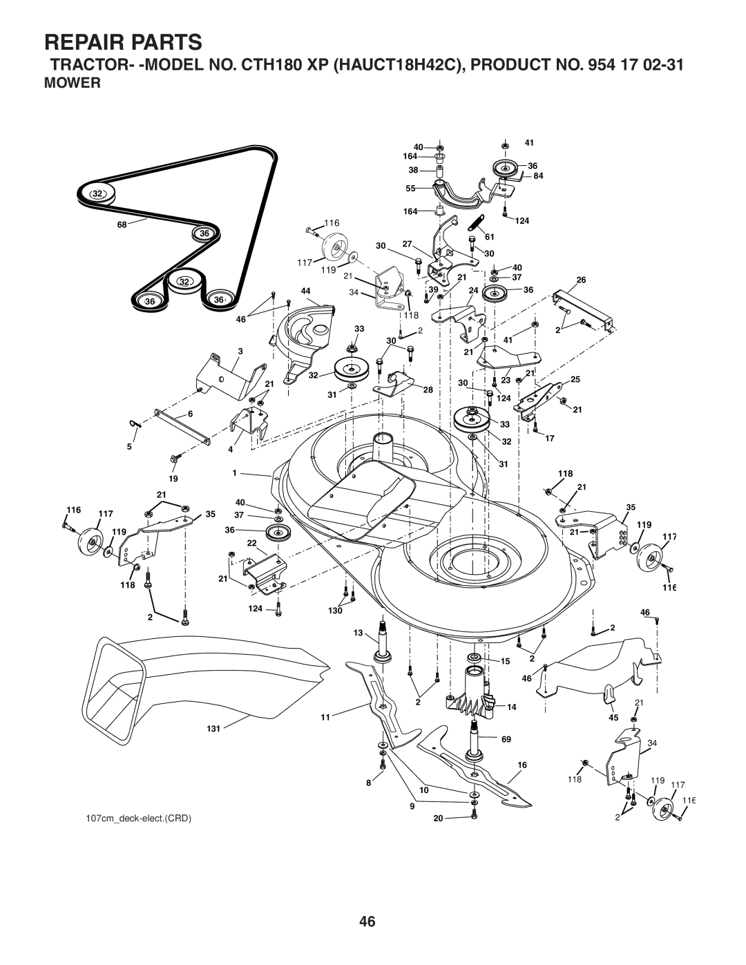 Husqvarna CTH180 XP owner manual Mower 