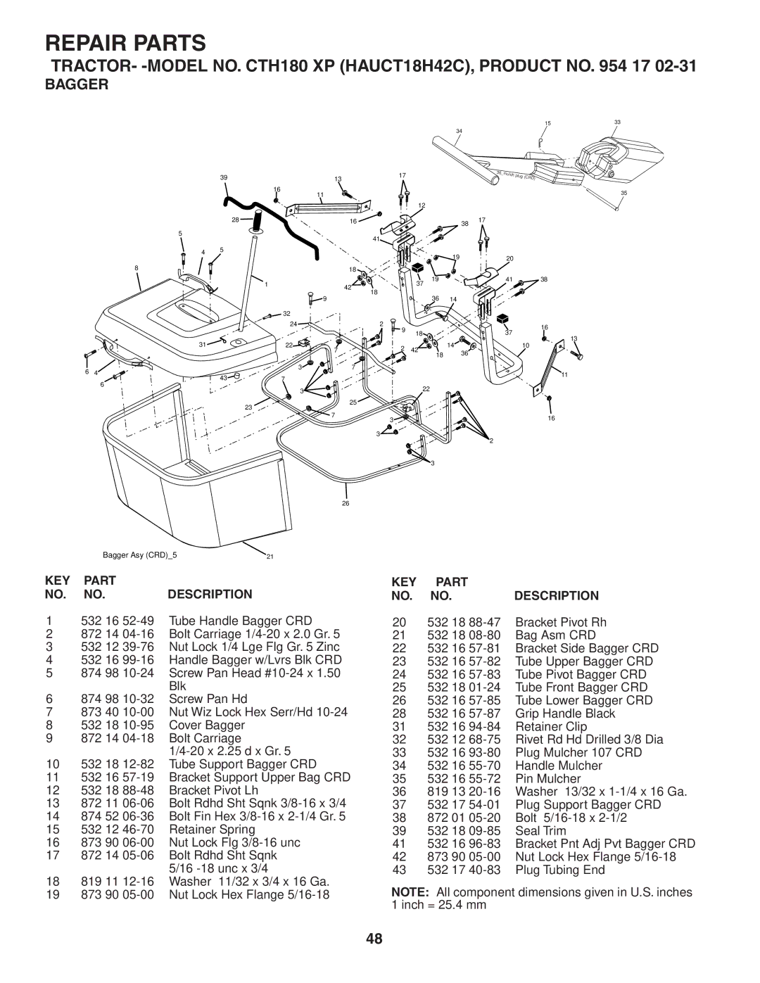 Husqvarna CTH180 XP owner manual Bagger 