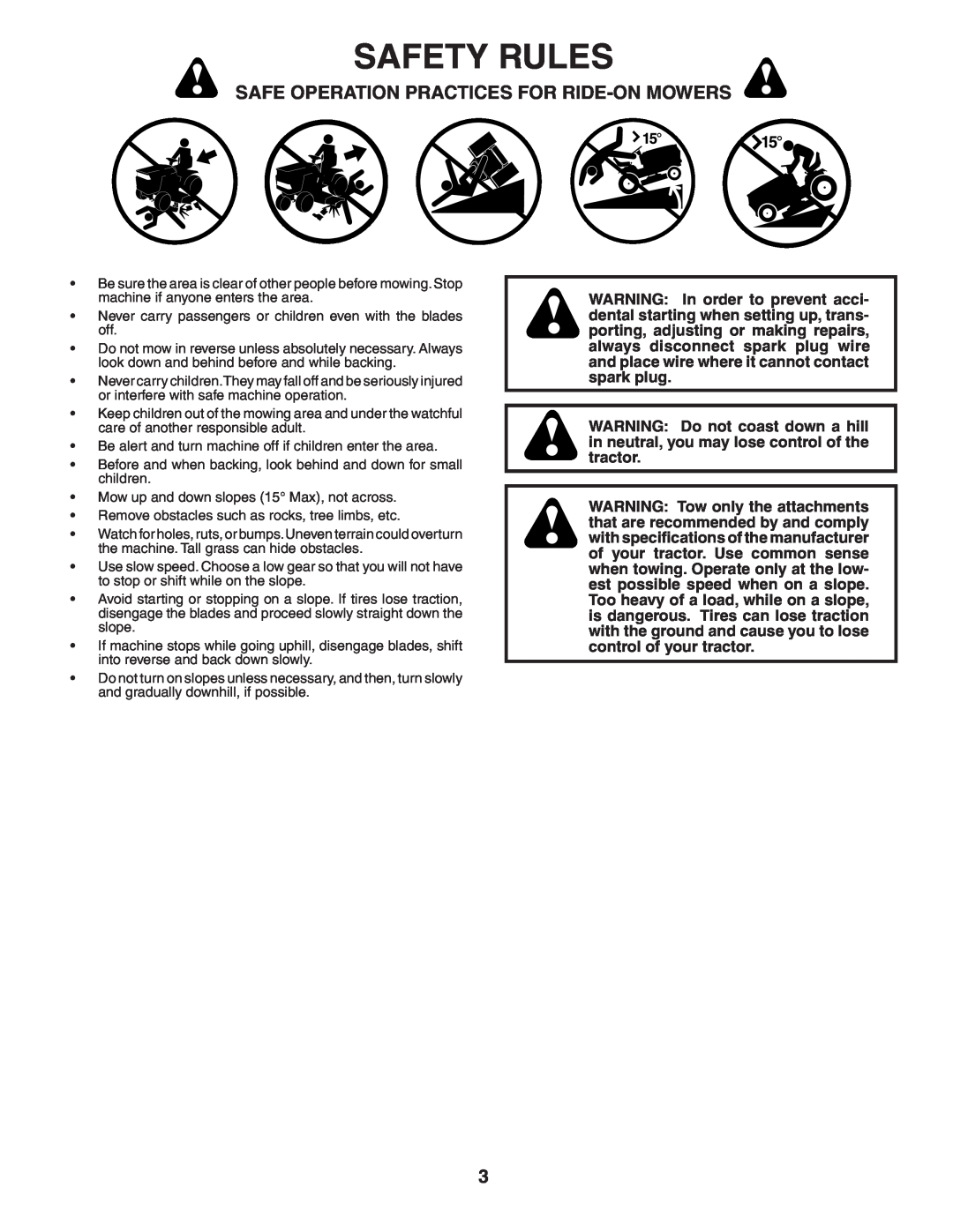 Husqvarna CTH180 XP owner manual Safety Rules, Safe Operation Practices For Ride-Onmowers 