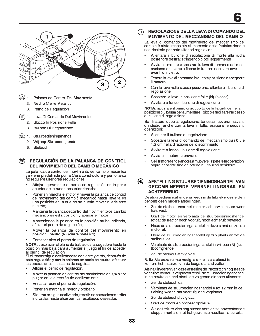 Husqvarna CTH180 TWIN, CTH200 TWIN instruction manual Regulación De La Palanca De Control Del Movimiento Del Cambio Mecánico 