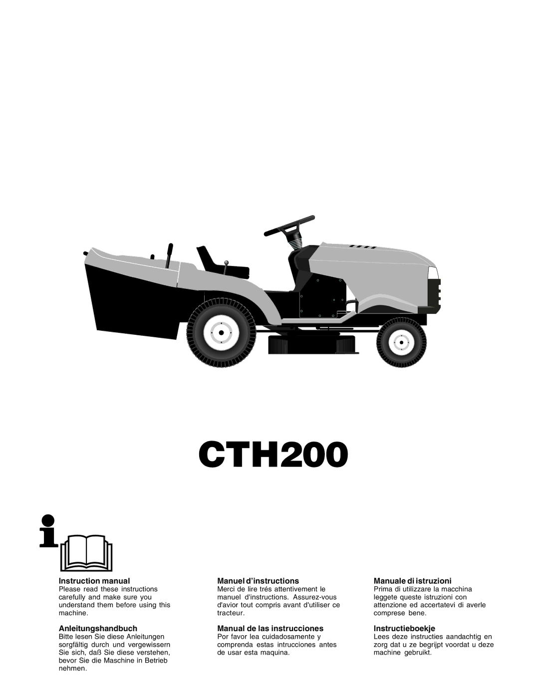 Husqvarna CTH200 instruction manual Anleitungshandbuch, Manuel d’instructions, Manual de las instrucciones 