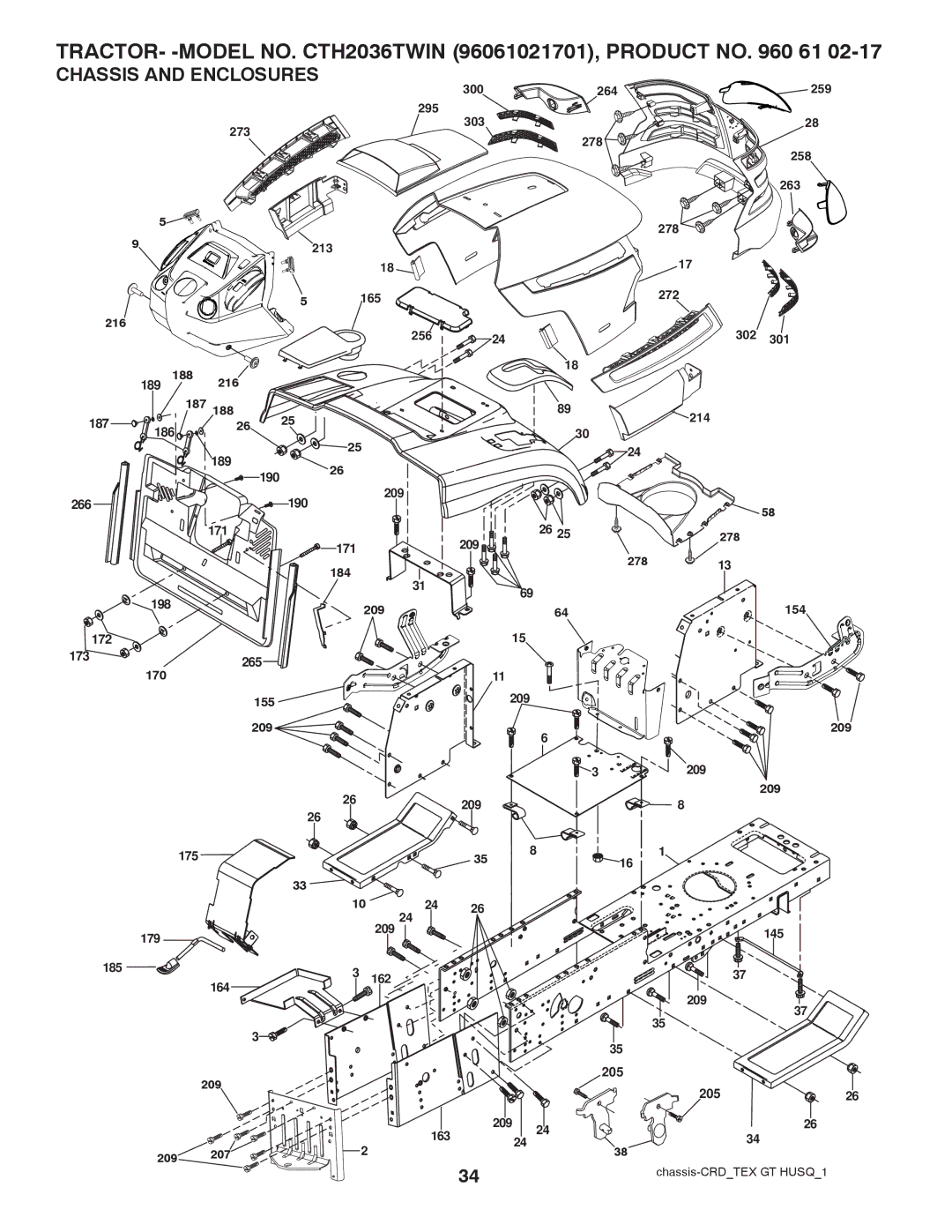 Husqvarna CTH2036 TWIN owner manual Chassis and Enclosures 