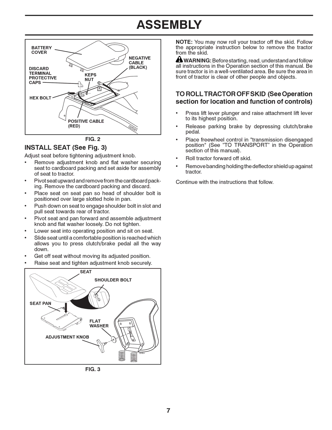 Husqvarna CTH2036 TWIN owner manual Install Seat See Fig 