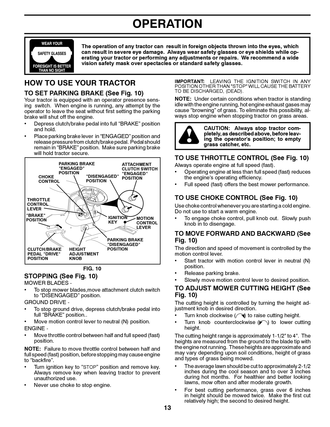 Husqvarna CTH2036 XP owner manual HOW to USE Your Tractor 