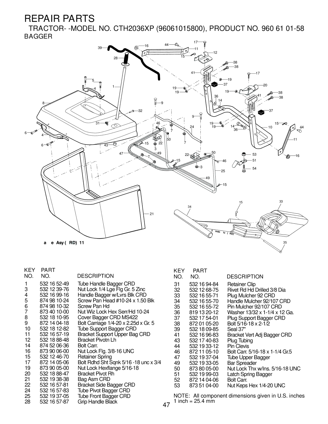 Husqvarna CTH2036 XP owner manual Bagger 