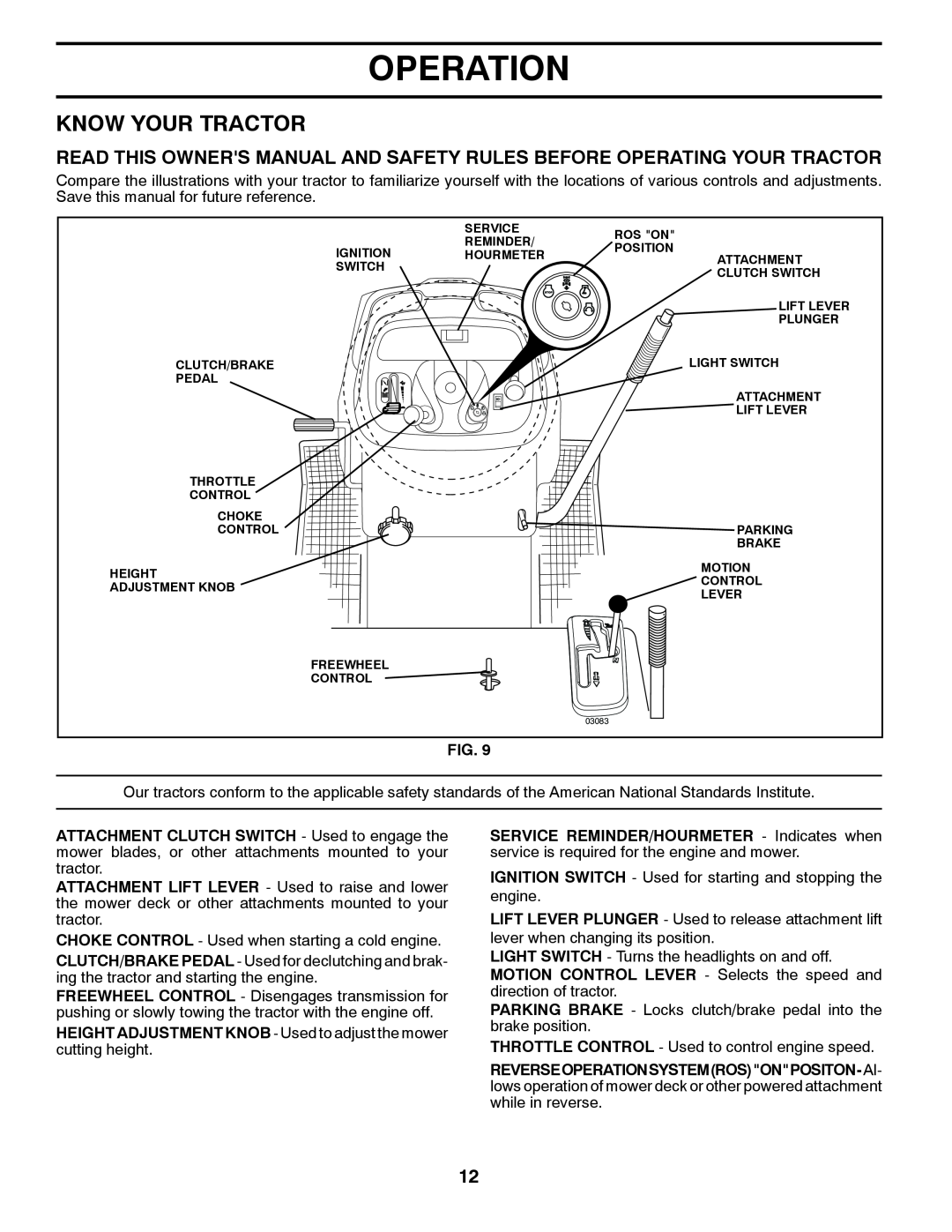 Husqvarna CTH2036 XP owner manual Know Your Tractor, Operation 