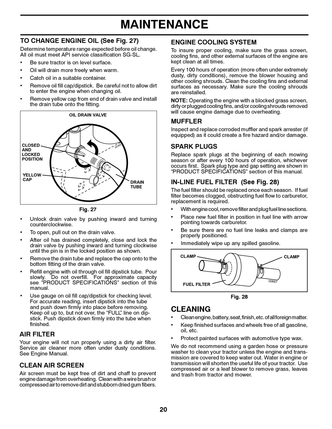 Husqvarna CTH2036T manual Cleaning 