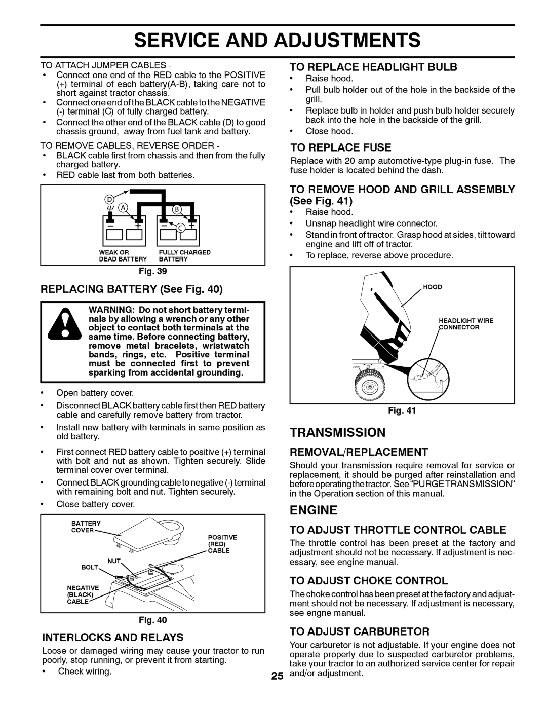 Husqvarna CTH2036T manual Transmission 