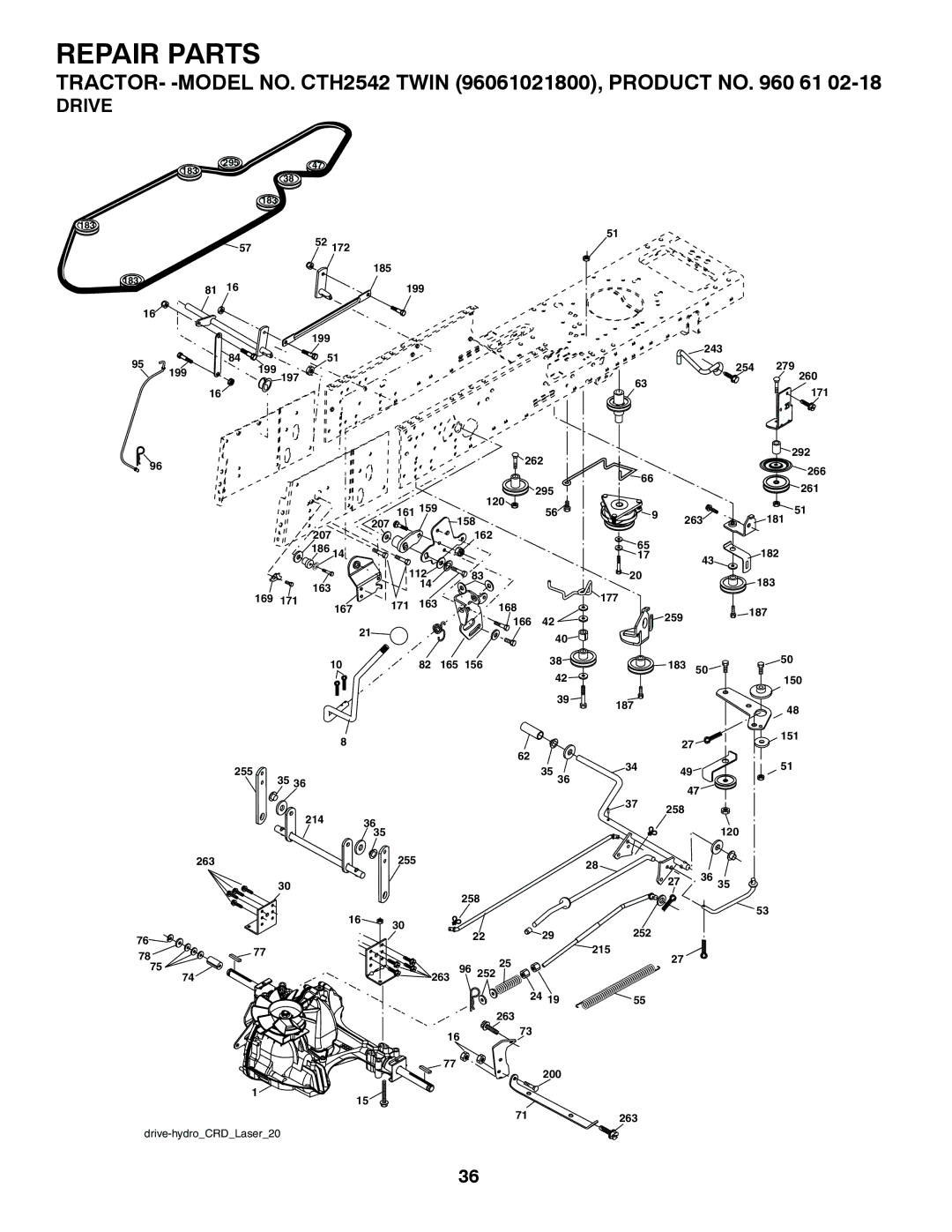 Husqvarna CTH2542 TWIN owner manual Drive 