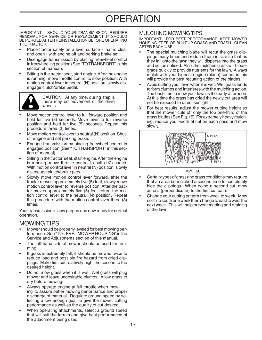 Husqvarna CTH2542 XP owner manual Mulching Mowing Tips 