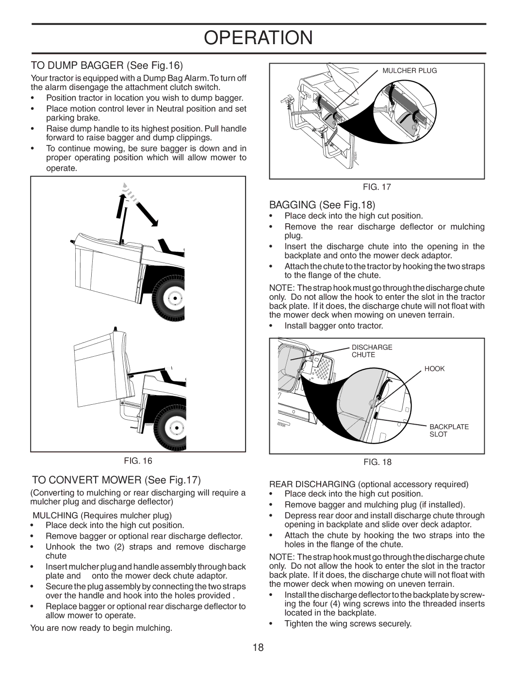 Husqvarna CTH2542 XP owner manual To Dump Bagger See, Bagging See, To Convert Mower See 