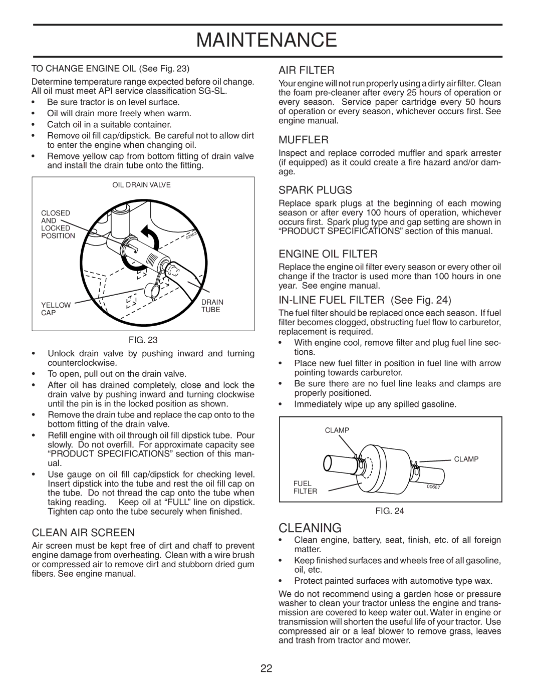 Husqvarna CTH2542 XP owner manual Cleaning 