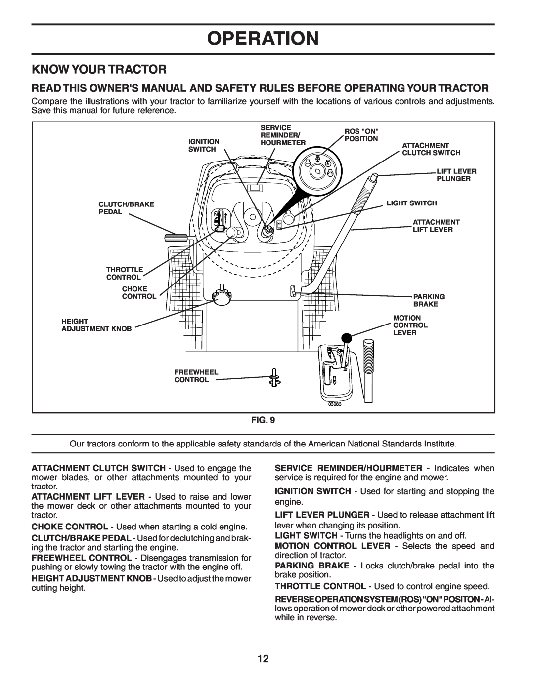 Husqvarna CTH2542 XP owner manual Know Your Tractor, Operation 