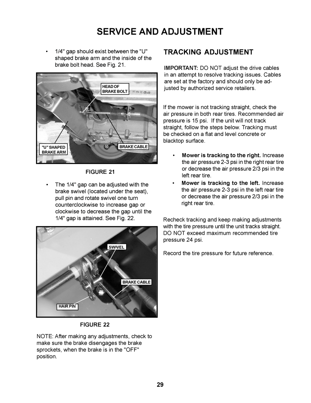 Husqvarna CZ4815KAA, CZ4817KOA manual Tracking Adjustment 