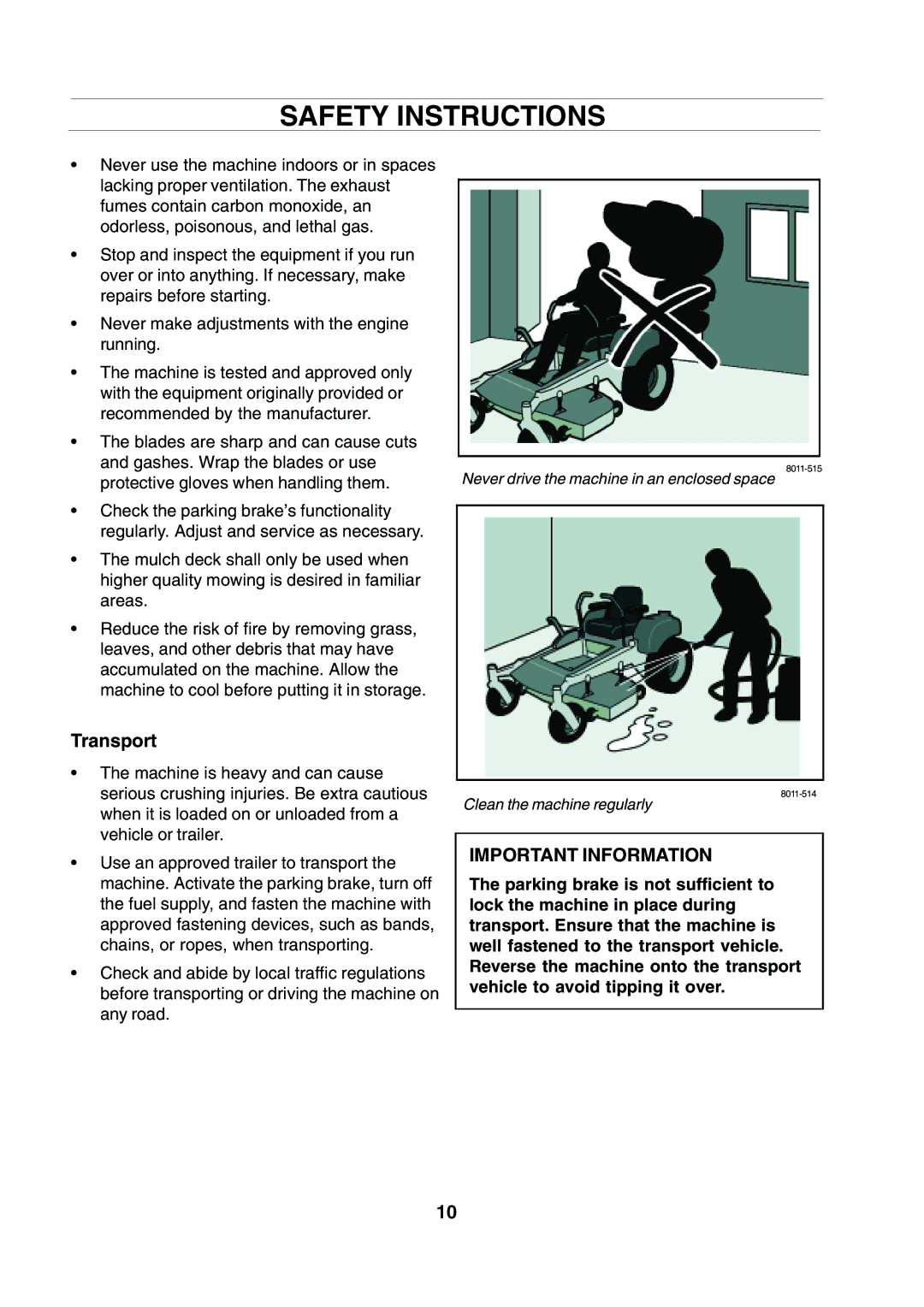 Husqvarna CZE 4818 manual Transport, Important Information 