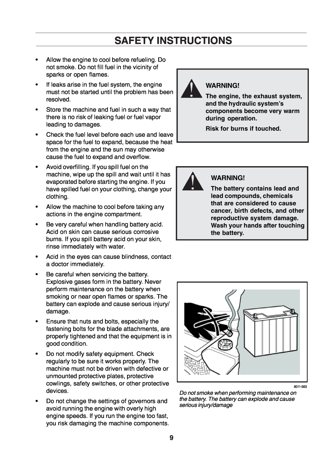 Husqvarna CZE 4818 manual Safety Instructions, Risk for burns if touched 