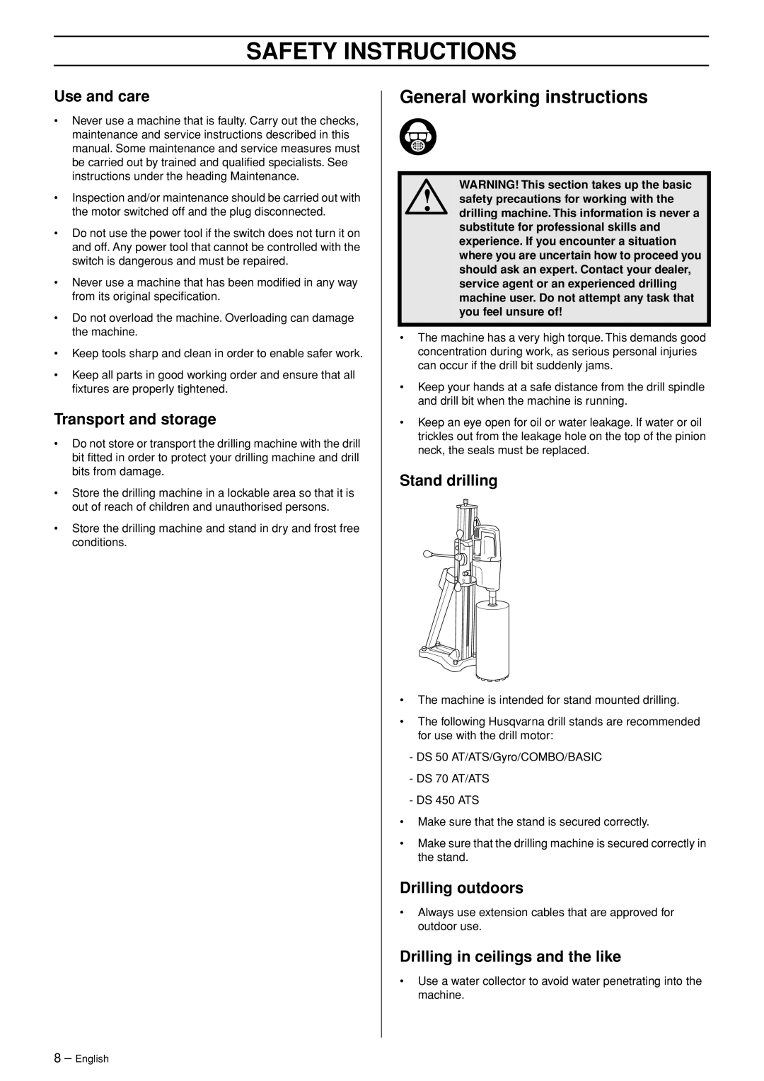 Husqvarna DM 340, 1152417-30 manual General working instructions 