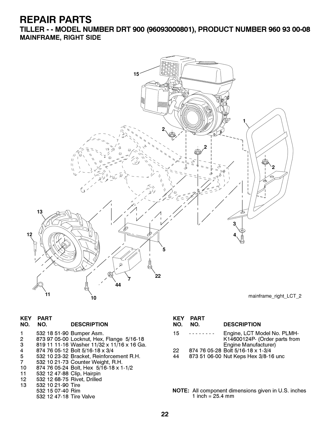 Husqvarna DRT 900 owner manual MAINFRAME, Right Side 