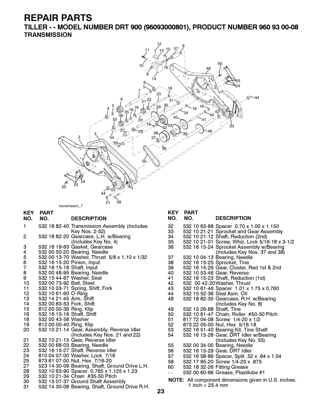 Husqvarna DRT 900 owner manual KEY Part NO. NO. Description 