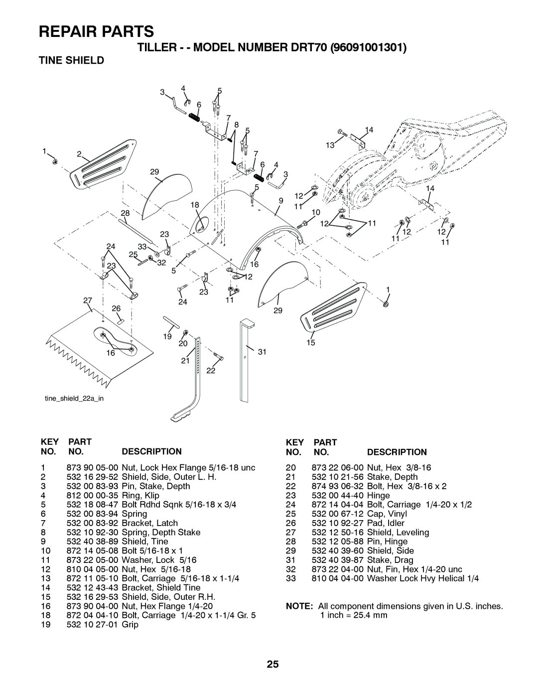 Husqvarna DRT70 owner manual Tine Shield 