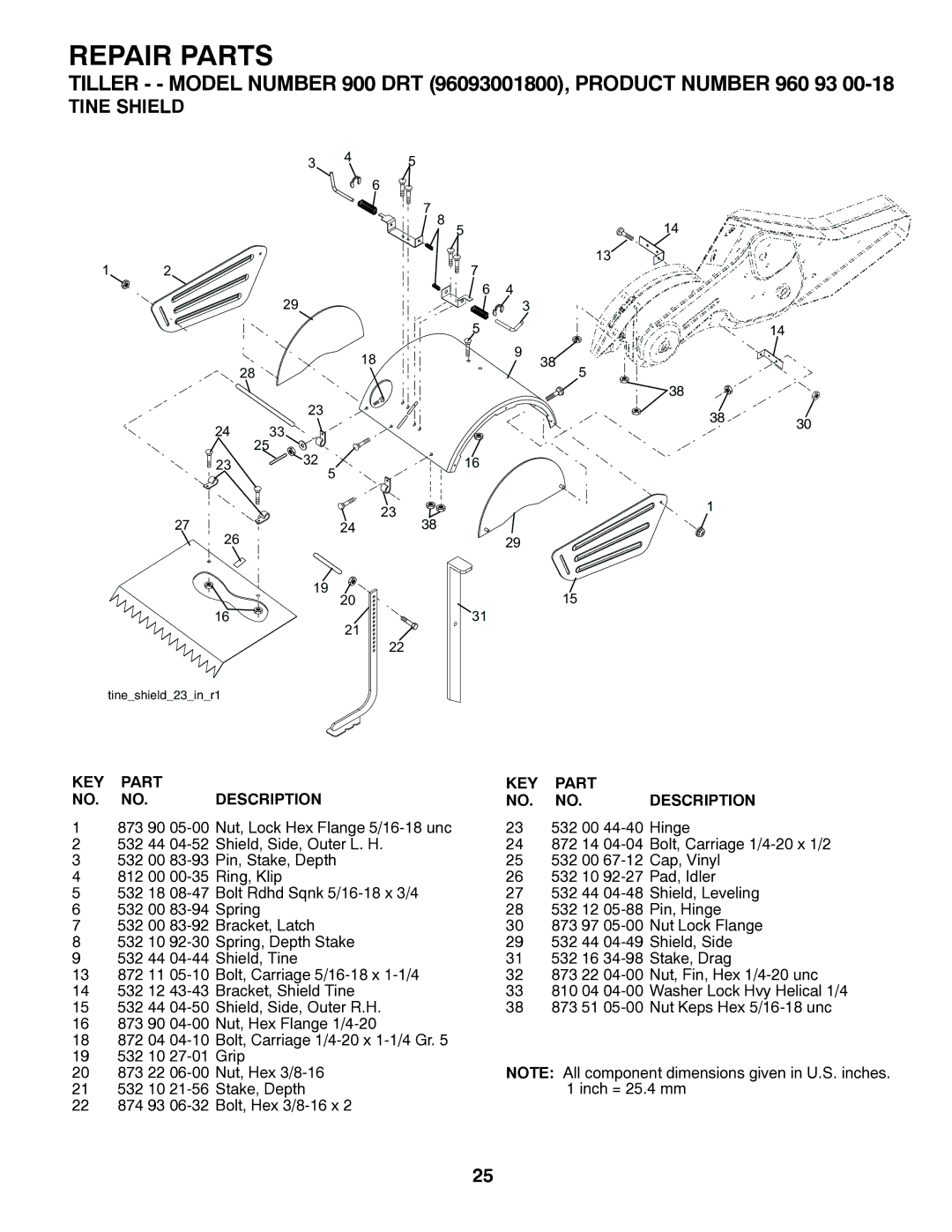 Husqvarna DRT900 owner manual Tine Shield 